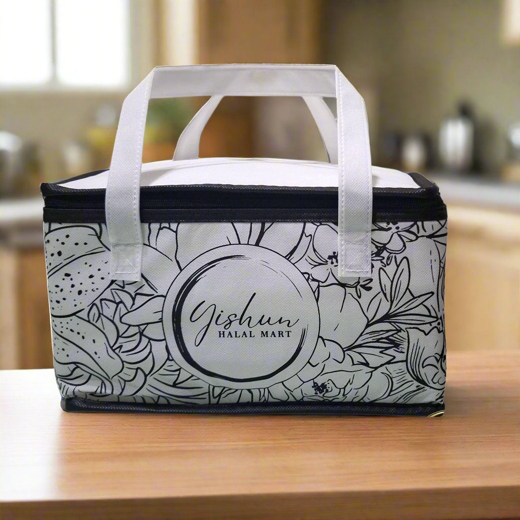 Yishun Halal Mart Floral Monochrome Insulated Cooler Bag